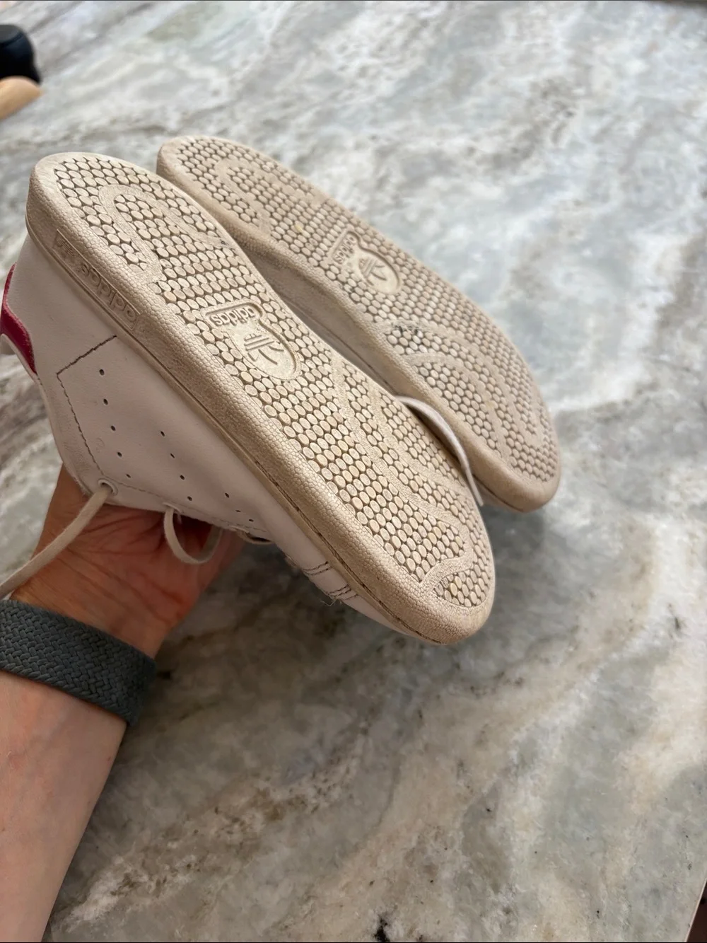 adidas Kids White Sneakers with Pink Heel Accents